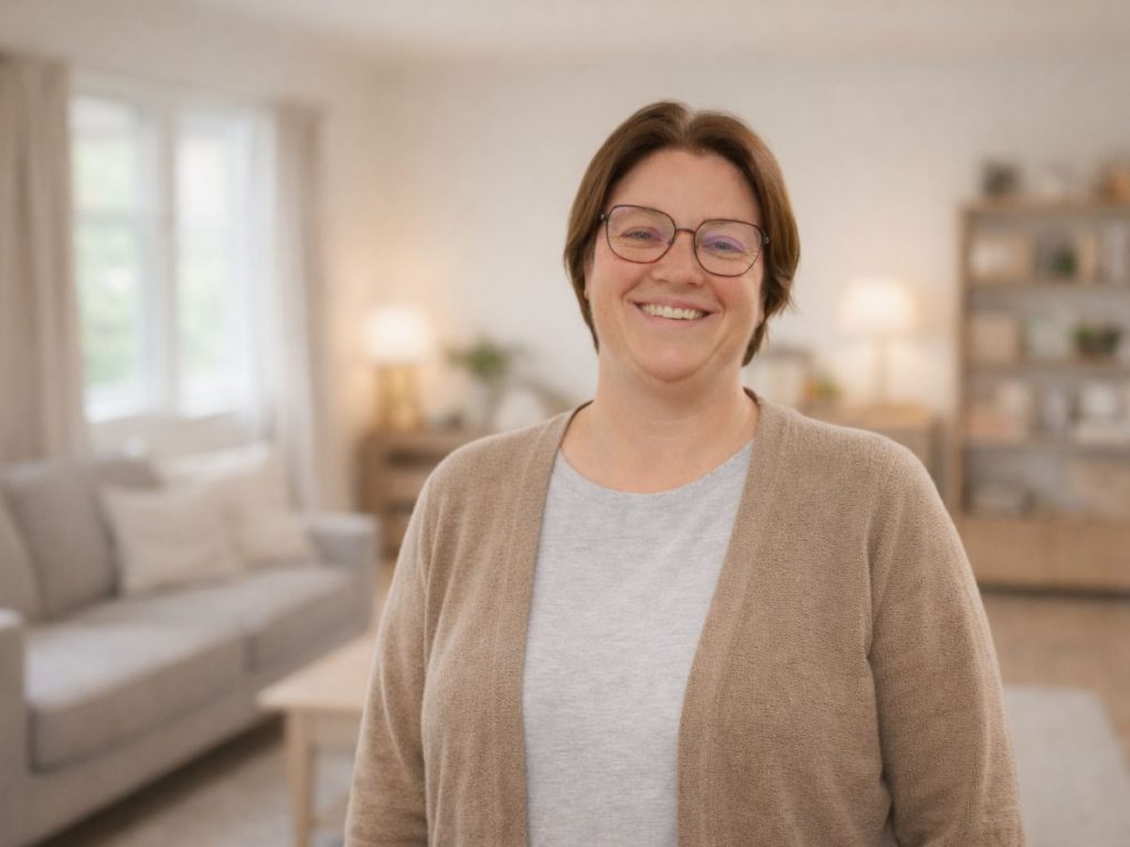 et foto af Rikke, der har følger efter hjernerystelse